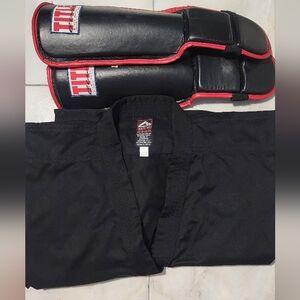 Black Martial Arts Gi with Shin Guards